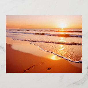 Strandlandschaft Tropical Sunset Dusk Ruhige Lage Folien Feiertagspostkarte