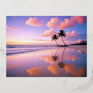 Strandlandschaft Tropical Sunset Dusk Ruhige Lage Folien Feiertagspostkarte