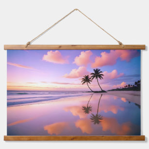 Strandlandschaft Tropical Sunset Dusk Ruhige Lage Wandteppich Mit Holzrahmen
