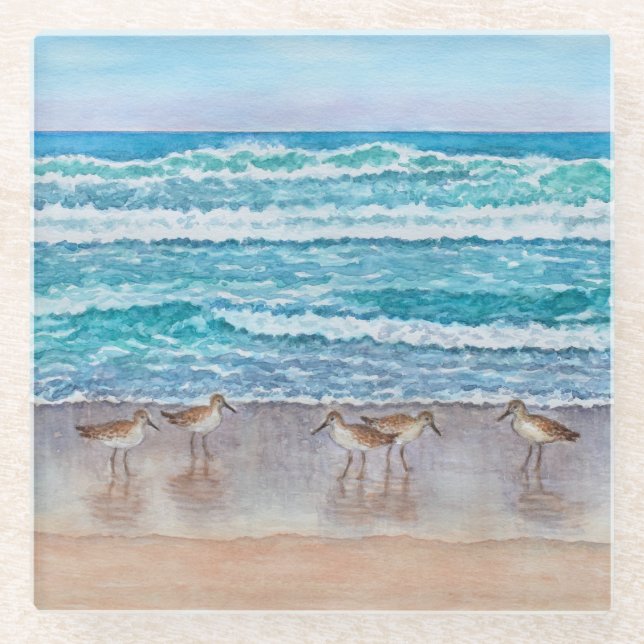 Strandläufer an der Monterey Bay Glasuntersetzer (Vorderseite)