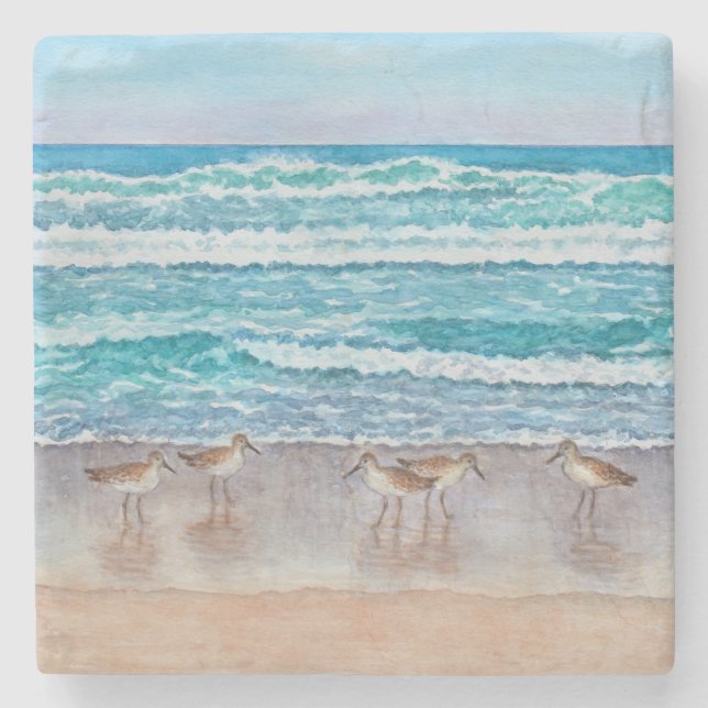 Strandläufer an der Monterey Bay Steinuntersetzer (Vorderseite)