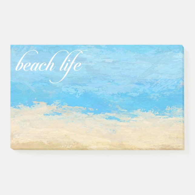 Strandleben Aquarellfarben nach der Einführung Post-it Klebezettel (Vorderseite)