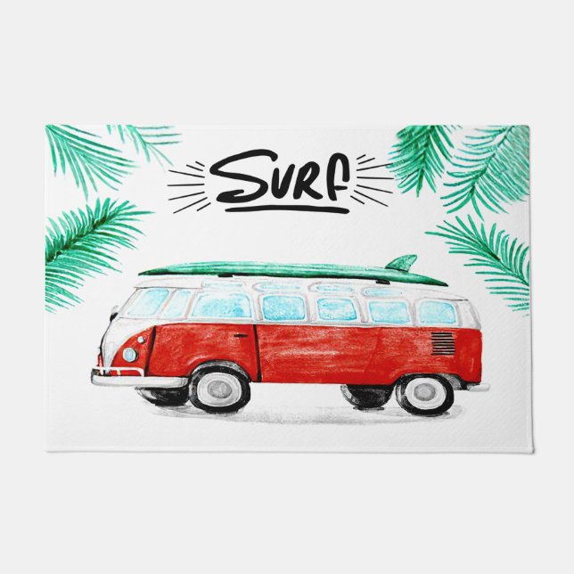 Strandleben Begrüßungsmatte, Surftür Fußmatte (Vorderseite)