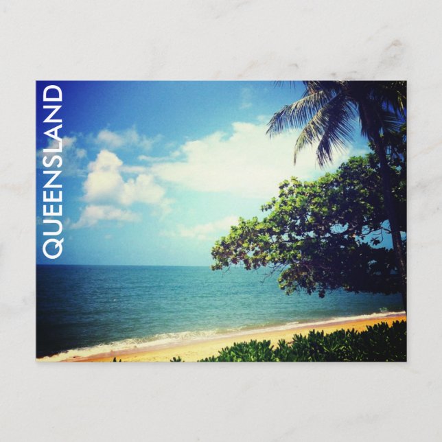 Strandleben in Palmenhain Postkarte (Vorderseite)