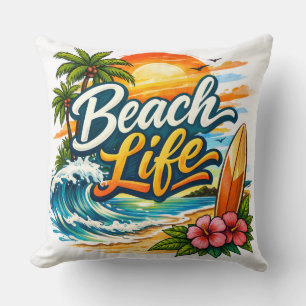 Strandleben – Tropischer Sonnenuntergang-Surf Kissen