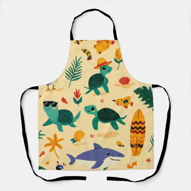 Strandliebhaber-All-Over-Print-Schürze Geschenk Schürze (Vorderseite)