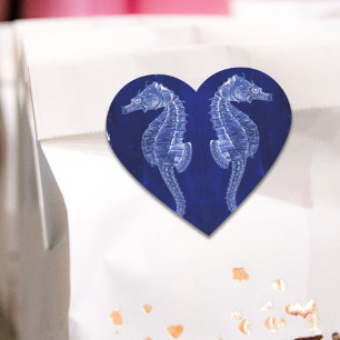 Strandliebhaber blaue Seepferde an der Küste Herz-Aufkleber