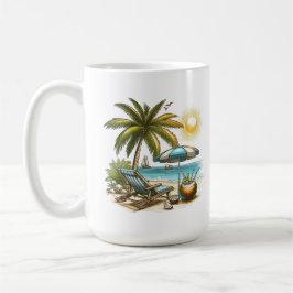 Strandliebhaber Große klassische Keramik Kaffeetasse