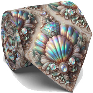 Strandliebhaber-Schal   Opal-Diamant-Muschel-Muste Krawatte