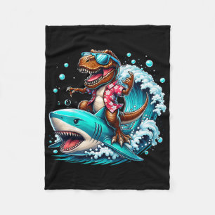 Strandliebhaber T-Rex Dinosaur reitet auf Hai beim Fleecedecke