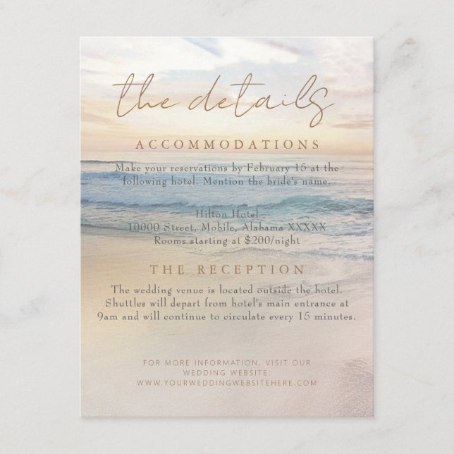 Strandliegen am Meer/Hochzeiten am Meer Begleitkarte (Vorderseite)