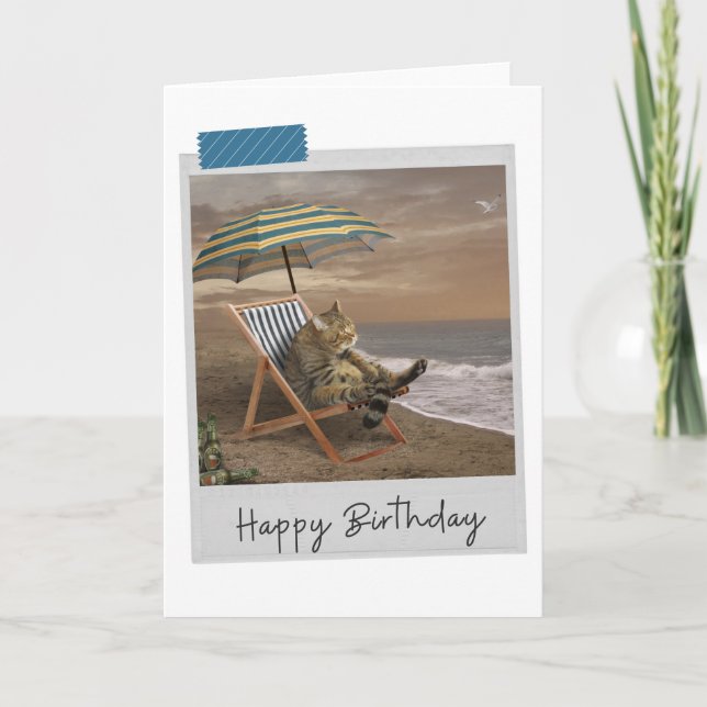 Strandliegestuhl Chat Funny Birthday Card Karte (Vorderseite)