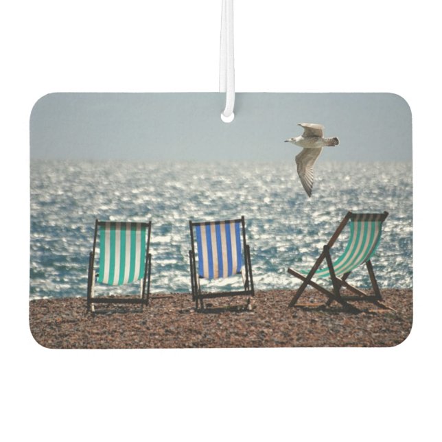 Strandliegestühle und Möwe Autolufterfrischer (Vorderseite)