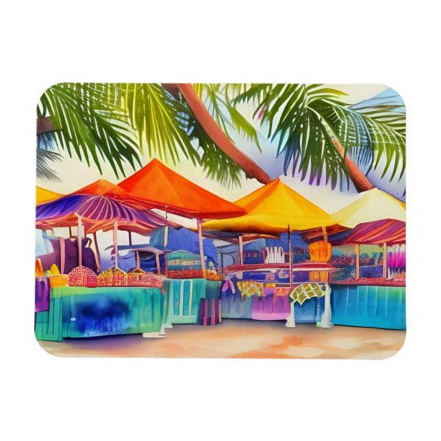Strandmarkthallen Aquarell Magnet (Horizontal)