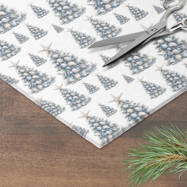 Strandmuschel-Weihnachtsbaum-Muster Seidenpapier (Beach Shell Christmas Tree Pattern Tissue Paper)