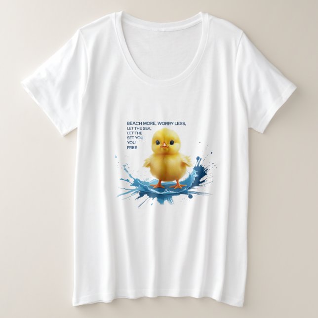 Strandnähe, weniger Besorgnis erregend - Niedliche Große Größe T-Shirt (Design vorne)