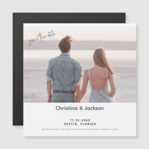 Strandpaar Foto Moderne Schrift Save the Date Magneteinladung