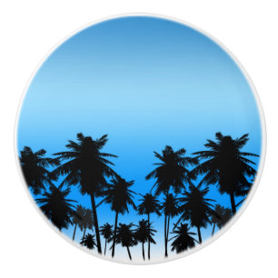 Strandpalmen Schwarz & Blau Tropisch Keramikknauf