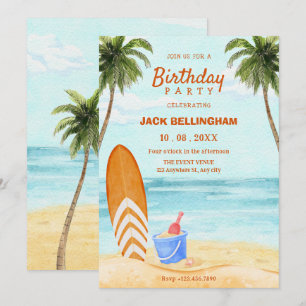 Strandparadies Wasserfarbe Geburtstag Einladung