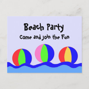 Strandparty mit Strandbällen Einladungspostkarte