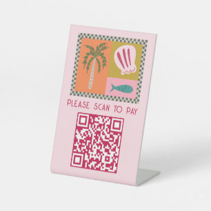 Strandparty SCAN TO PAY Modern Cute BENUTZERDEFINI Sockelschild