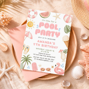 Strandparty Sommer Poolparty Geburtstag  Einladung