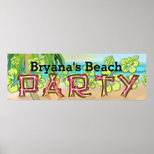 Strandparty-Typografie Sommer Hibiskus Banner Poster