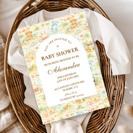 Strandpastell-Tierchen-Baby-Party Einladung