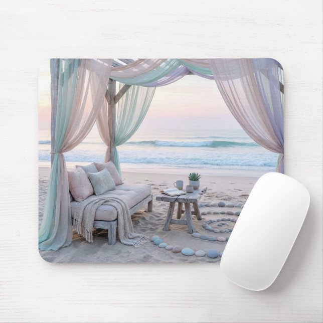 Strandpavillon mit hauchdünnen Vorhängen Mousepad (Mit Mouse)