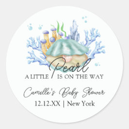Strandpearl unter der Sea Baby Dusche Runder Aufkleber