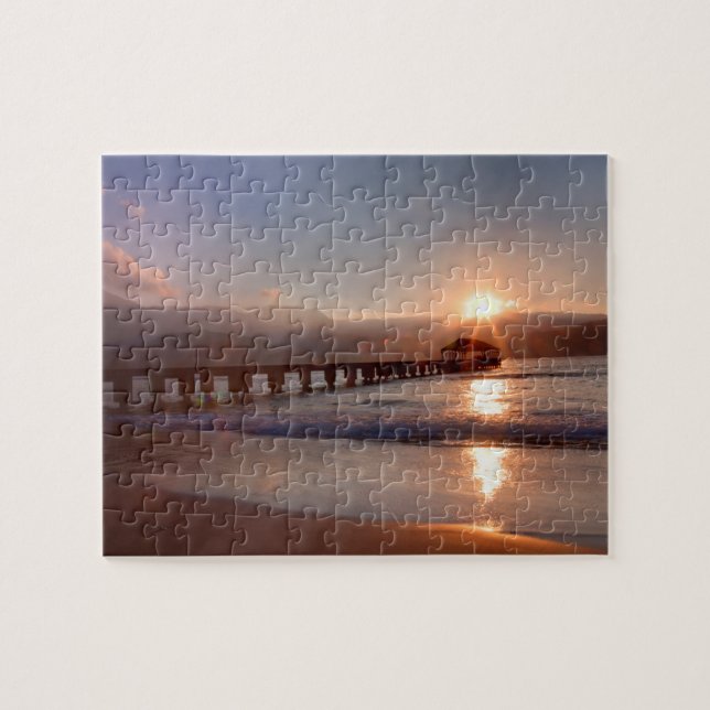 Strandpferd bei Sonnenuntergang, Hawaii Puzzle (Horizontal)