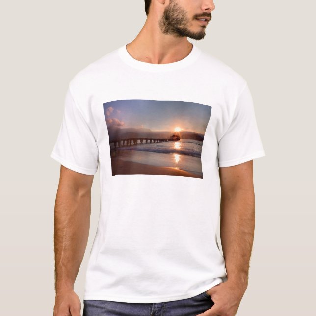 Strandpferd bei Sonnenuntergang, Hawaii T-Shirt (Vorderseite)