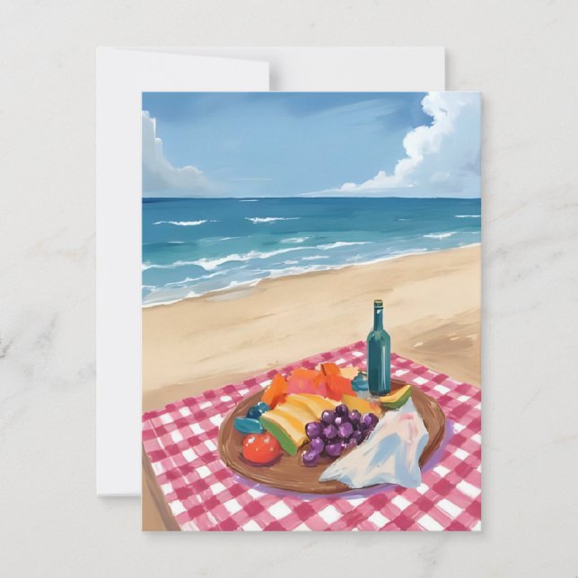 Strandpicknick | Ozeanstrand-Gemälde Dankeskarte (Vorderseite)