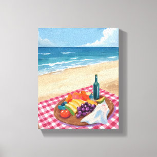 Strandpicknick Ozeanstrand-Gemälde Leinwanddruck