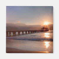 Strandpier bei Sonnenuntergang, Hawaii
