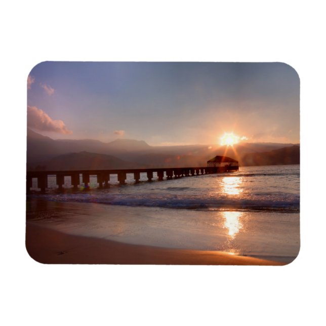 Strandpier bei Sonnenuntergang, Hawaii Magnet (Horizontal)