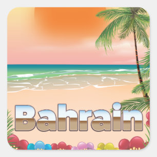 Strandposter für Bahrain Quadratischer Aufkleber