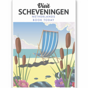 Strandposter Scheveningen Niederlande Aufkleber