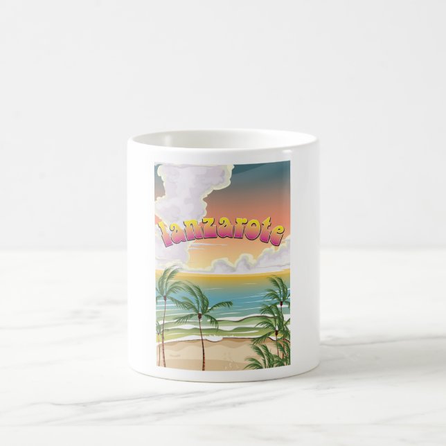 Strandposter von Lanzarote Tasse (Mittel)