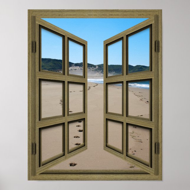 Strandpromenade 6 Pane Open French Doster Poster (Vorne)