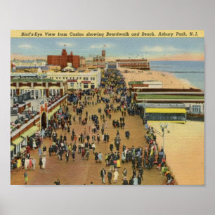 Strandpromenade, Asbury Park, New Jersey Vintage Poster