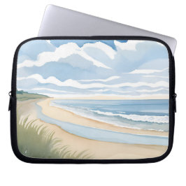 Strandpromenade | Küstenozean-Aquarell Laptopschutzhülle