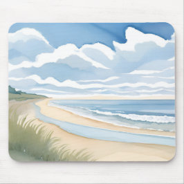 Strandpromenade | Küstenozean-Aquarell Mousepad