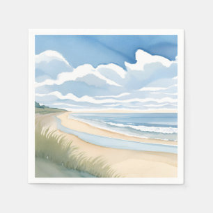 Strandpromenade Wasserfarben des Küstenozeans Serviette