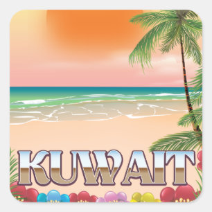 Strandprospekt kuwait quadratischer aufkleber