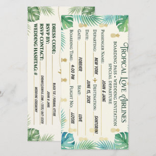 Strandresort-Hochzeits-Boarding-Pass-Karte Save The Date