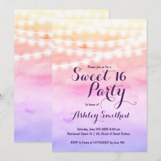 Strandrosa Aquarellleuchten Sweet 16 Einladung