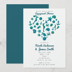 Strandsachen Teal-Aquarell Moderne Einladungen