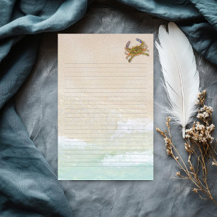 Strandsand Blaues Krabben-Leer Schreibpapier Briefpapier