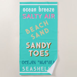 Strandsand-Türkis-Typografie Strandtuch